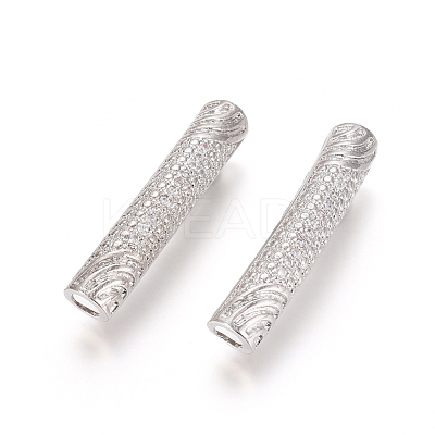 Brass Micro Pave Clear Cubic Zirconia Beads ZIRC-L088-16B-P-1