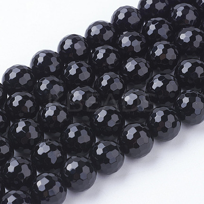 Natural Black Onyx Beads Strands G-E145-10mm-3B-1