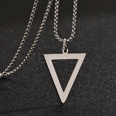Inverted Triangle Stainless Steel Pendant Box Chain Necklaces for Men FS-WGF3CC6-02-1
