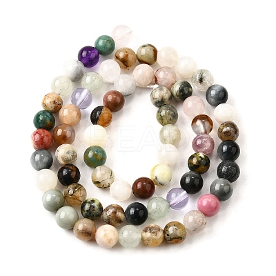 Natural Quartz Crystal & Rhodochrosite & Rose Quartz & Amethyst & Strawberry Quartz & Tourmalinated Quartz/Black Rutilated Quartz Beads Strands G-B143-A01-6mm-1