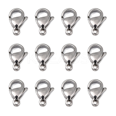 Tarnish Resistant Polished 316 Surgical Stainless Steel Lobster Claw Clasps X-STAS-R072-12A-1