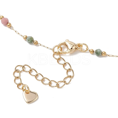 Handmade 3MM Faceted Round Mixed Gemstone Beads & 316 Stainless Steel Round Link Chains Necklaces NJEW-JN05872-1