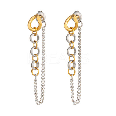 304 Stainless Steel Chain Tassel Stud Earrings for Women IO3537-2-1