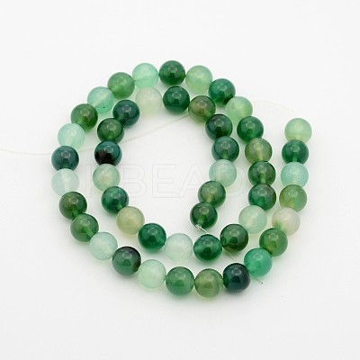 Natural Green Onyx Agate Dyed & Heated Round Bead Strands G-P070-19-4mm-1