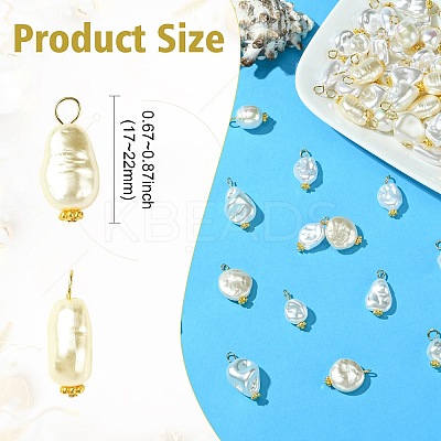 65Pcs 13 Styles ABS Plastic Imitation Pearl Pendants PALLOY-CJ00169-1