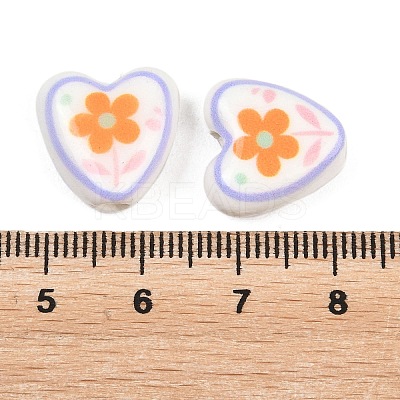 Floral Printed Porcelain Beads PORC-A033-01F-1