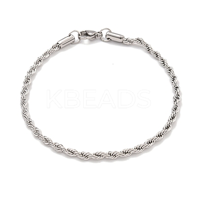 Tarnish Resistant 3MM 304 Stainless Steel Rope Chain Bracelets for Women LS-BJEW-R318-01P-1