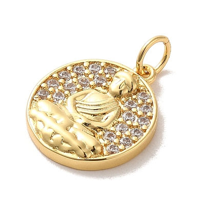 Brass Micro Pave Clear Cubic Zirconia Pendants KK-M278-05B-G-1