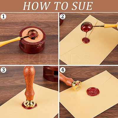 4Pcs 4 Styles Animal Theme Golden Tone Brass Wax Seal Stamp Head AJEW-CP0007-49A-07-1