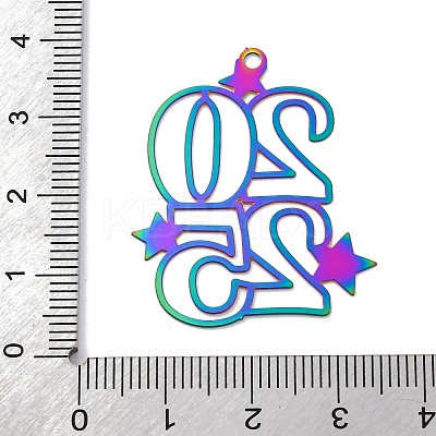 201 Stainless Steel Etched Metal Embellishments Pendants STAS-P382-01B-MC-1