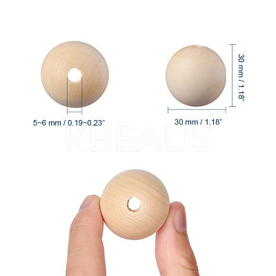 Unfinished Wood Beads X-WOOD-S651-30mm-LF-1