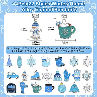 44Pcs 22 Styles Winter Theme Alloy Enamel Pendants ENAM-CJ0006-42-1