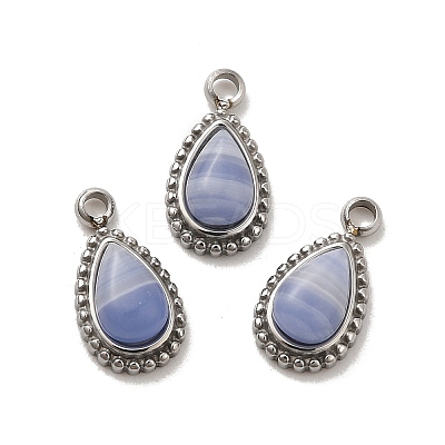 Natural Blue Lace Agate Teardrop Charms STAS-B074-04P-02-1