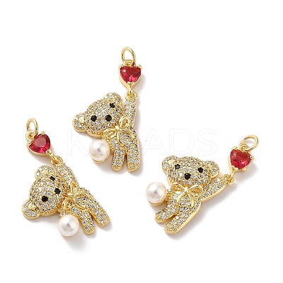 Rack Plating Brass Micro Pave Cubic Zirconia Pendants LS-KK-A160-14G-1
