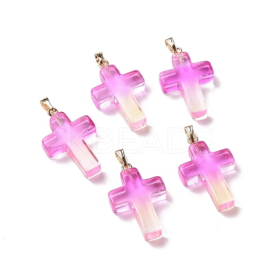 Two Tone Transparent Glass Pendants GLAA-A004-02B-1