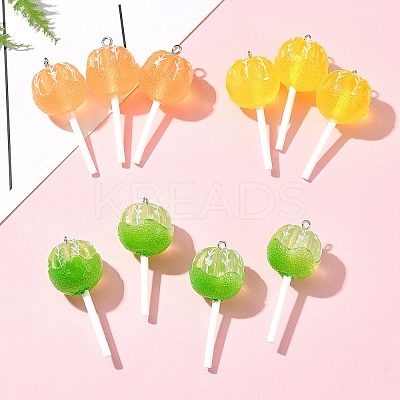 9Pcs 3 Colors Translucent Resin Imitation Food Pendants FIND-FS0002-90-1