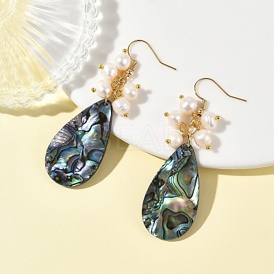 Natural Paua Shell Dangle Earrings EJEW-JE07306-1