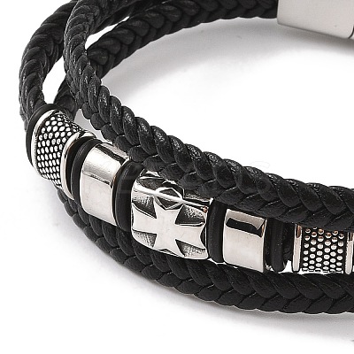 Braided Microfiber Leather Multi-strand Bracelets BJEW-B096-04B-1