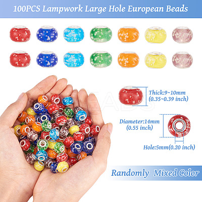 Glow In The Dark Handmade Luminous Style Lampwork Large Hole European Beads LPDL-BT0001-01-1