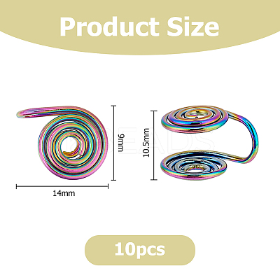 10Pcs Stainless Steel Spiral Pad Cuff Earrings EJEW-HS0001-03RC-1