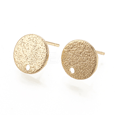 Hammered Brass Stud Earring Findings X-KK-S345-202G-1