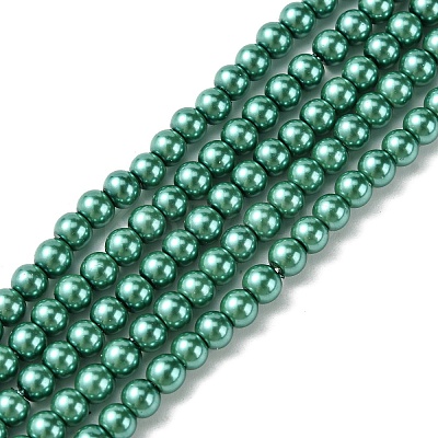 Eco-Friendly Dyed Glass Pearl Round Beads Strands HY-A002-4mm-RB118-1