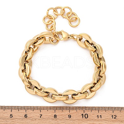 304 Stainless Steel Oval Link Chain Bracelets for Women BJEW-Z128-01G-02-1
