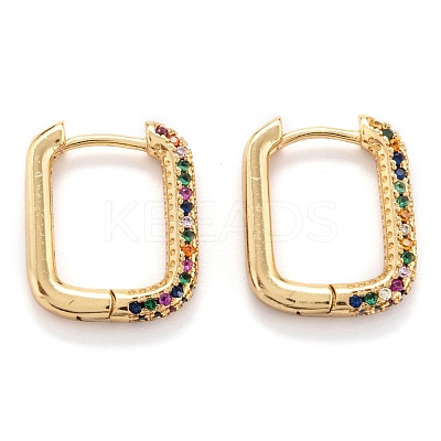Brass Micro Pave Cubic Zirconia Huggie Hoop Earrings EJEW-P187-O01-1