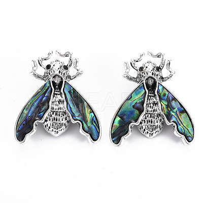 Natural Paua Shell Cicada Brooch PALLOY-Q438-005A-RS-1