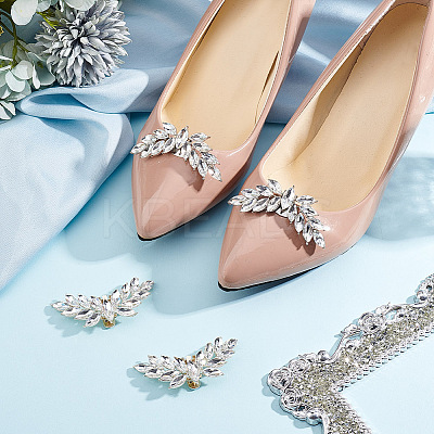 4Pcs 2 Colors Wing Alloy Rhinestone Shoe Decoration FIND-GO0002-27-1