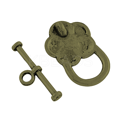 Tibetan Style Flower Toggle Clasps TIBE-2119-AB-NR-1