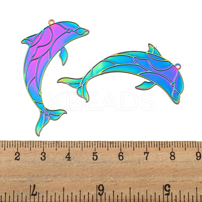 Ion Plating(IP) 304 Stainless Steel Etched Metal Embellishments Pendants STAS-G328-05G-RC-1