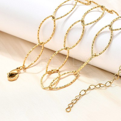 Ion Plating(IP) 304 Stainless Steel Horse Eye Link Chain Necklace for Men Women STAS-B039-02G-1