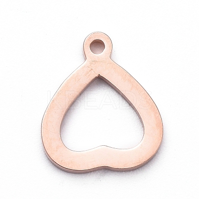 PVD Vacuum Plating 304 Stainless Steel Open Heart Charms STAS-G215-14RG-1