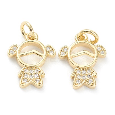 Brass Micro Pave Clear Cubic Zirconia Pendants ZIRC-J041-16B-1