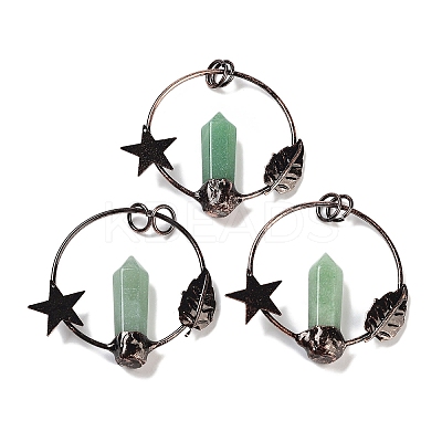 Natural Green Aventurine Faceted Pointed Bullet Big Pendants G-A221-01D-1