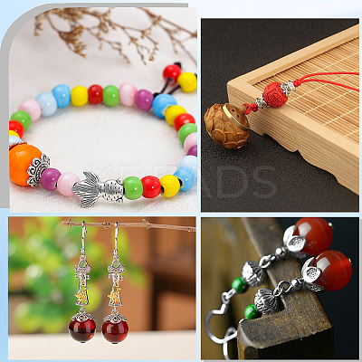 240Pcs 8 Styles Tibetan Style Alloy Flower Beads Caps FIND-SP0001-66-1
