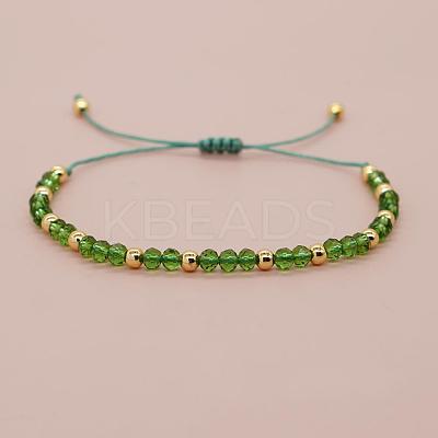 Glass & Brass Round Beads Braided Bead Bracelets RD6595-5-1