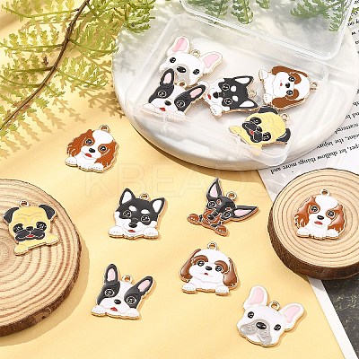 14Pcs 7 Styles Animal Puppy Alloy Enamel Pendants FIND-FS0004-13-1