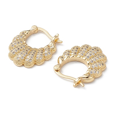 Flower Clear Cubic Zirconia Hoop Earrings EJEW-M216-09G-1