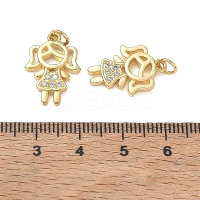 Brass Micro Pave Clear Cubic Zirconia Pendants CU-CBA9AFC-01G-35-1