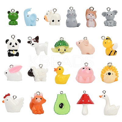 21Pcs 21 Styles Opaque Resin Pendants RESI-YW0003-27-1
