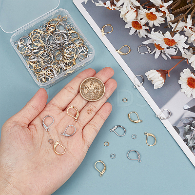 80Pcs 2 Color 304 Stainless Steel Leverback Earring Findings STAS-SP0001-14-1
