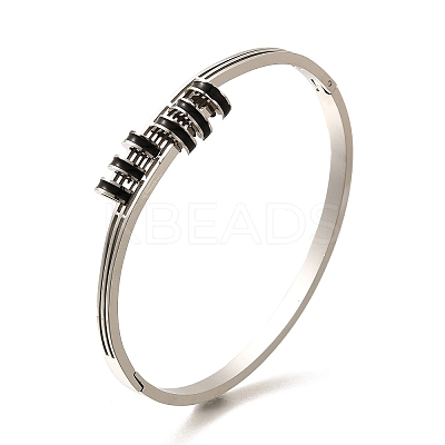 304 Stainless Steel Hinged Enamel Bangles for Women BJEW-F474-39P-1