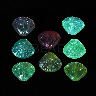 UV Plated Iridescent & Luminous Transparent Acrylic Beads OACR-G033-06F-1