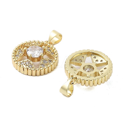 Rack Plating Star Brass Micro Pave Cubic Zirconia Pendants KK-E102-09G-1