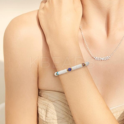 Handmade Polymer Clay Heishi Surfer Stretch Bracelet BJEW-TA00223-1