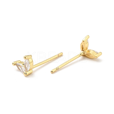 Cubic Zirconia Oval Stud Earrings EJEW-G297-13G-01-1