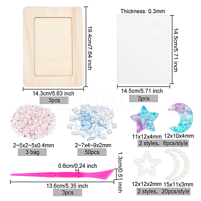 DIY Paillette Moon & Star Photo Frame Making Kit DIY-OC0010-20-1
