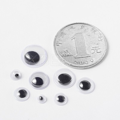 Flat Round Black & White Plastic Wiggle Googly Eyes Cabochons DIY Scrapbooking Crafts Toy Accessories KY-X0006-B-1